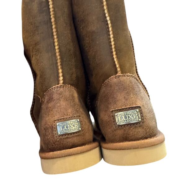 Australia Luxe Collective Men’s Cosy Short Shearling Boots Size 9 Chestnut Brown - Picture 3 of 6